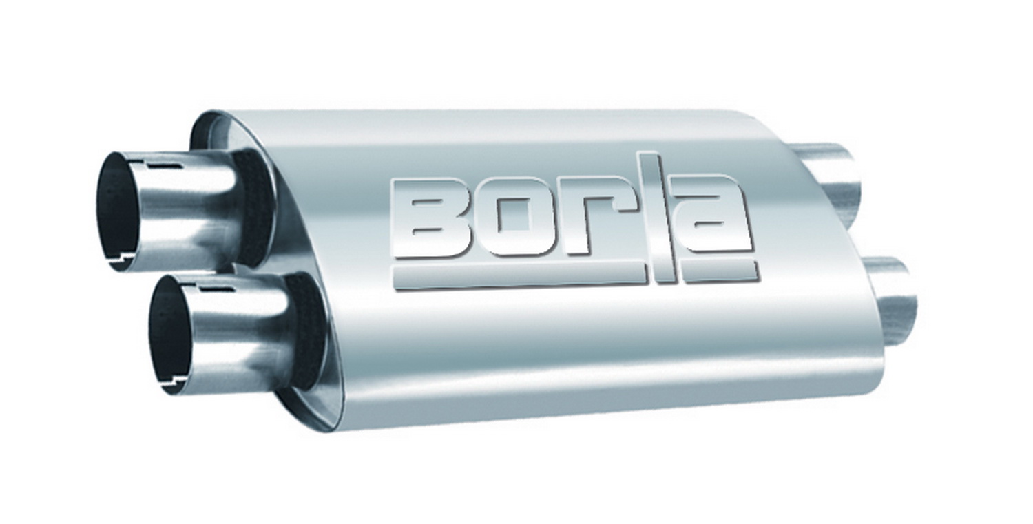 ProXS Muffler 2.5" Dual Inlet/2.5" Dual Outlet, 4" x 9.5" Oval, 19" Long Body, 2