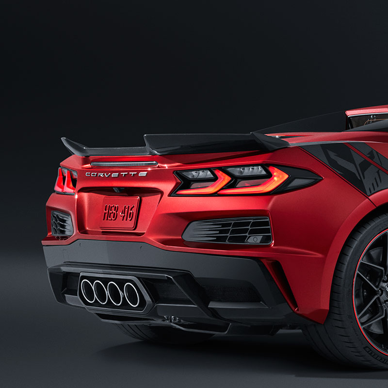 2024 C8 Corvette Z06, Wicker Bill Spoiler Kit, Jake Logo, Clear Smoke