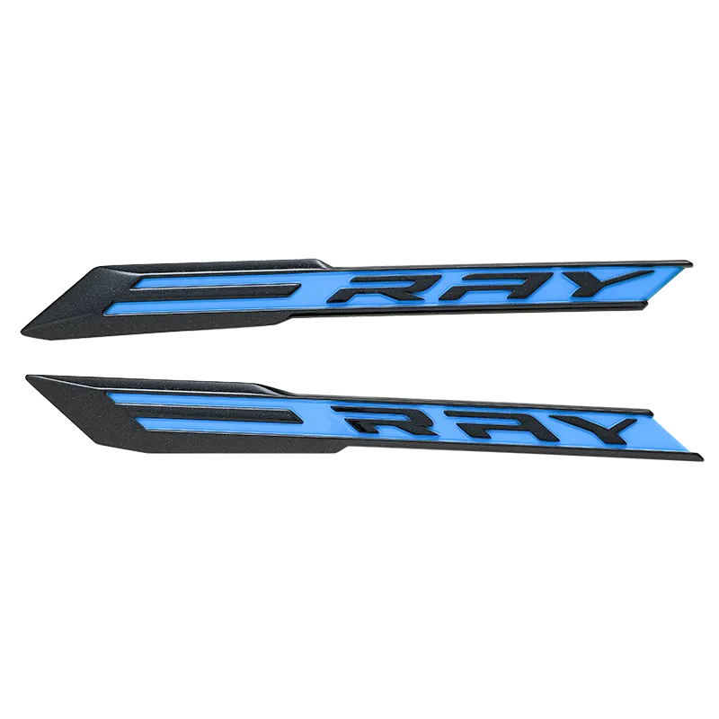 24+ C8 Corvette E-Ray Bodyside Emblems, Script Badge, Rapid Blue, Set of 2