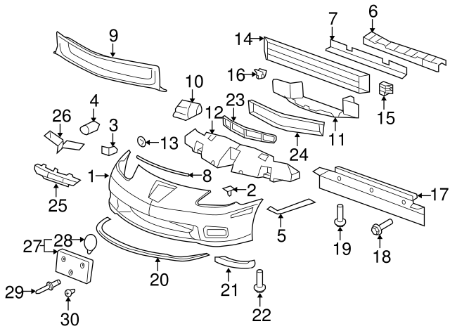 C6 Z06, Grand Sport, ZR1 Corvette Front Bumper - Stock Urethane GM OEM  15915335