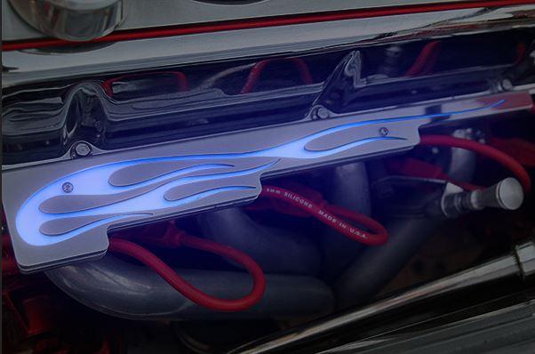 V8 Domestic Hot Rod White Wire Looms/Flames Illum. fits Domestic, ;Does not work on Modern Muscle Cars with  Coils