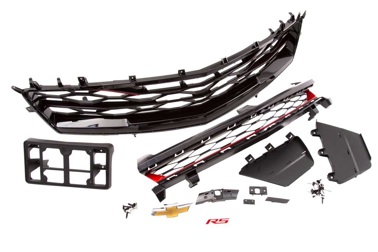 Grille in Black with Red Hot Inserts, Bowtie Logo and RS Emblem 2016-18 Camaro
