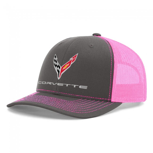 C8 Corvette Mesh-Back Cap Charcoal/Pink