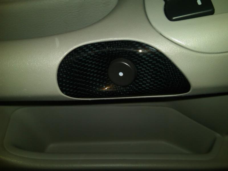 C6 Corvette, Custom HydroCarboned, Painted, Driver and Passenger Door Release Button Trim Bezels